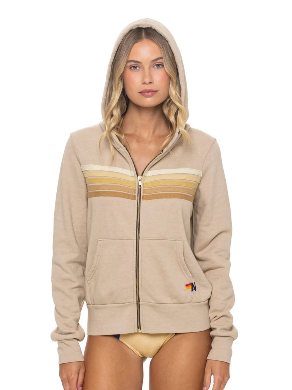 Aviator Nation Sand 5 Stripe Hoodie and 5 Stripe Sweatpants S
